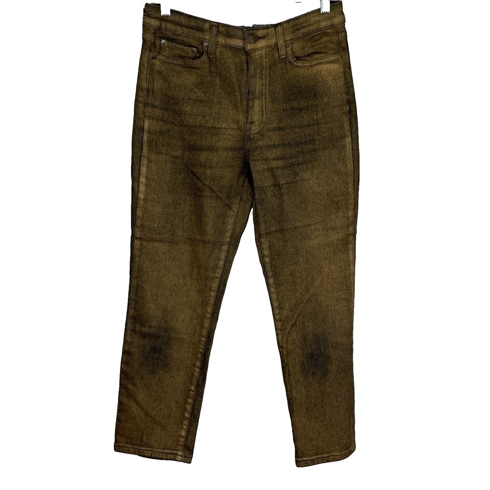 Lauren Ralph Lauren Crop Jeans Womens‎ Sz 6P Petite Gold Metallic Skinny Stretch